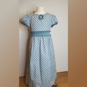 Strausburg Blue Polka Dot Peasant Style Dress